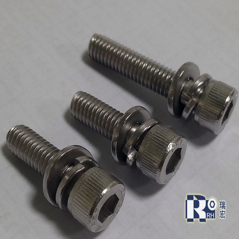 Stainless steel hexagon socket three-combination screw